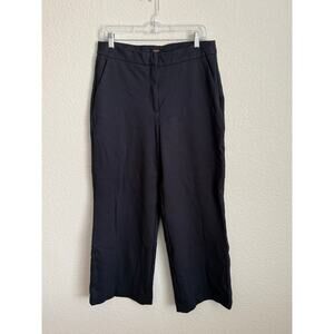 Quince Women Pant 14/30 Ultra Stretch Ponte Wide Leg Trouser Navy Blue